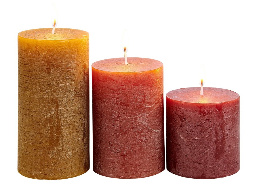 CASA Rustic Candele Set Di 3 Marrone, Rosso, Verde Clearance