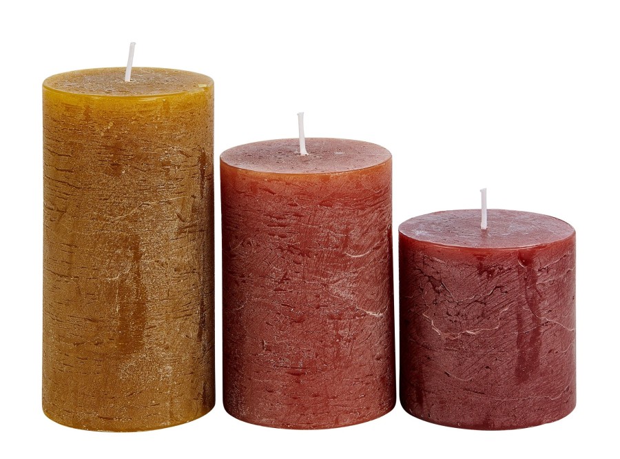 CASA Rustic Candele Set Di 3 Marrone, Rosso, Verde Clearance