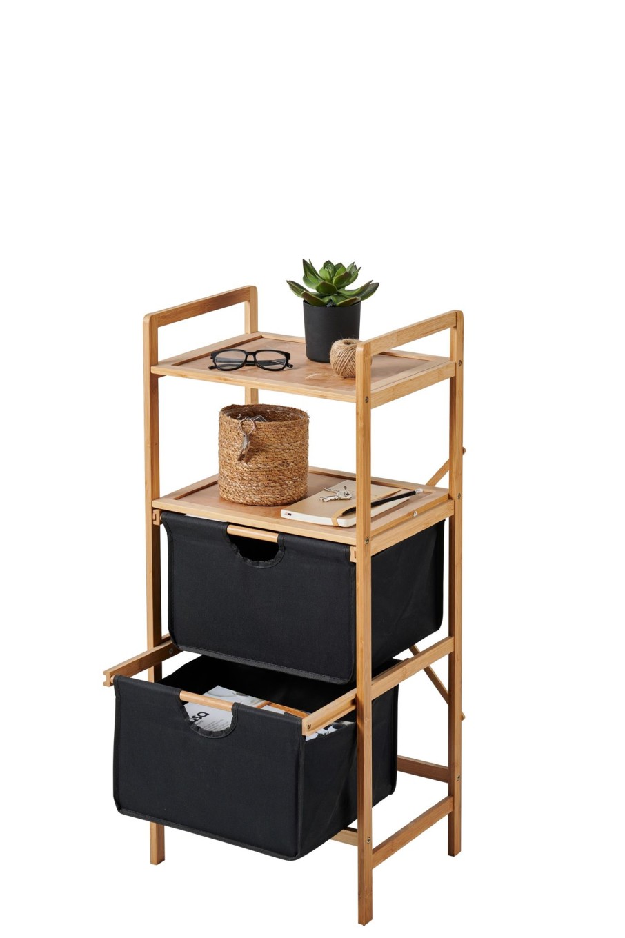 CASA Bamboo Mobile Con 2 Cassetti Nero, Naturale New