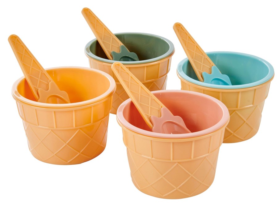 CASA Gelato Copette Per Gelato Set Di 4 Con Cucchiaino Vari Colori Clearance