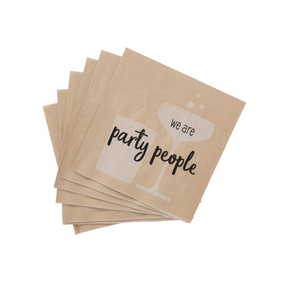 CASA Party People Set Di 20 Tovaglioli Beige New