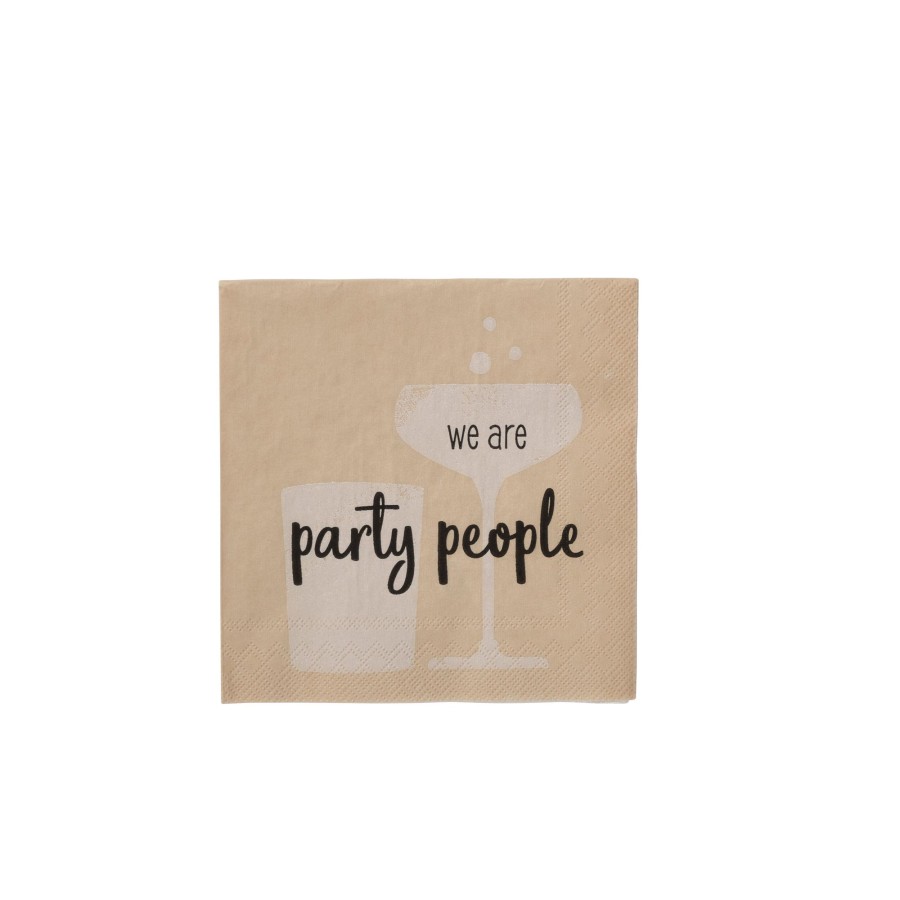 CASA Party People Set Di 20 Tovaglioli Beige New