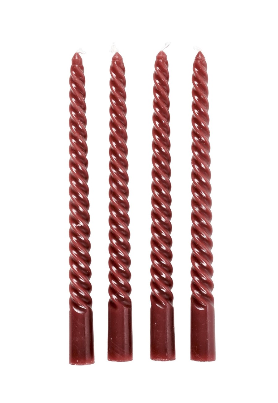 CASA Twist Candele Intrecciate Set Di 4 Rosso Hot